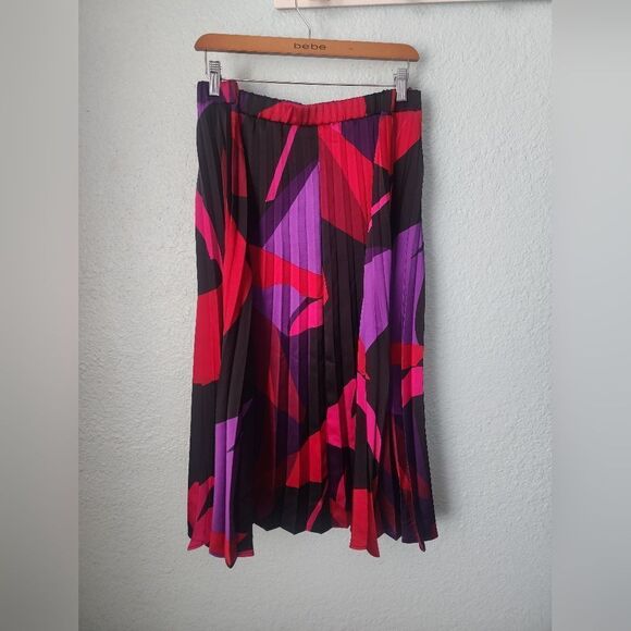 Nine West Red and Purple Midi A-Line Skirt - Picture 3 of 9